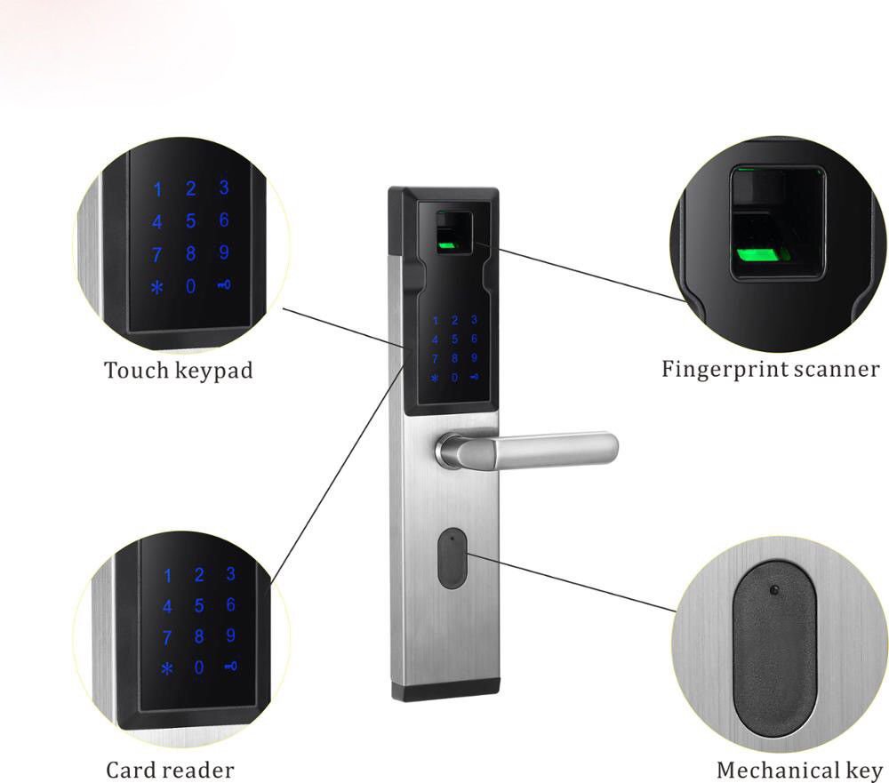 Wireless Stainless Steel Smart Keyless Keypad RFID Biometric Fingerprint Reader