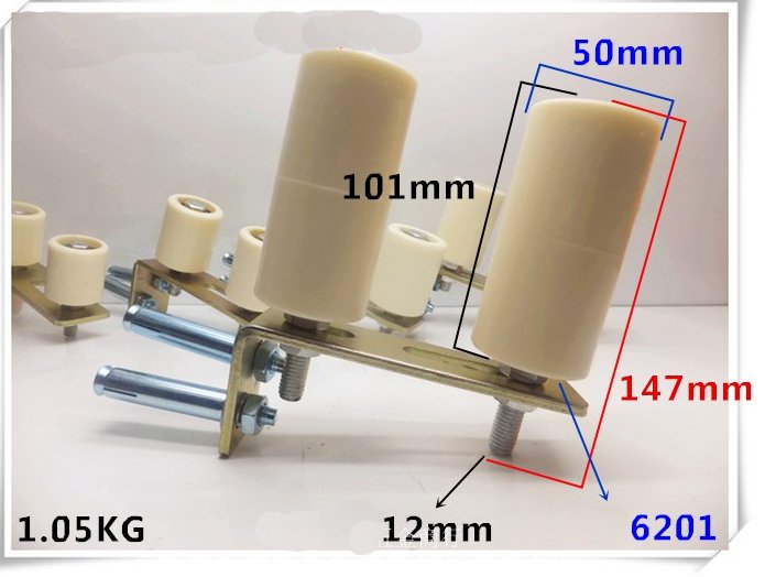 6L-5 101mm x 50mm Sliding Gate Upper Guide Nylon Roller w/ Electroplated Bracket