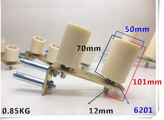 6L-4 70mm x 50mm Sliding Gate Upper Guide Nylon Roller w/ Electroplated Bracket