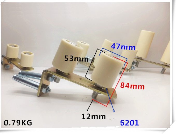 6L-2 53mm x 47mm Sliding Gate Upper Guide Nylon Roller w/ Electroplated Bracket