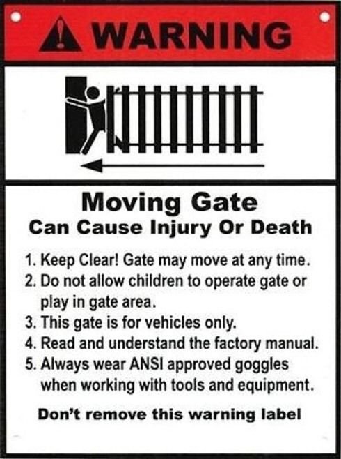Lockmaster 2-Pack Warning Poster Moving Gate Plastic Sign 8 x 12" Indoor/Outdoor