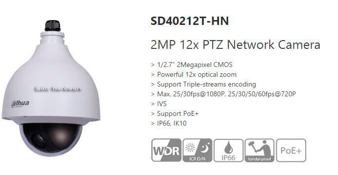 Dahua SD40212T-HN Ceiling 12X Zoom IP PTZ Camera POE Audio Interface Waterproof