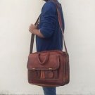 New Men's Genuine Vintage Leather Messenger Laptop Briefcase Satchel Bag Brown
