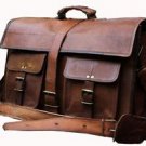 Vintage Genuine Leather Messenger Laptop Briefcase Satchel Bag Brown handmade