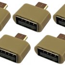 5 pieces Gold Mini USB OTG Adapter Micro USB To USB Converter for Phone Samsung