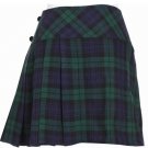 Ladies Black Watch Tartan Kilt Scottish Mini Billie Kilt Mod Skirt Sizes 44