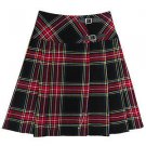 Black Stewart Tartan Premium Quality Kilts Highland Wear Ladies Billie Skirts Size 32