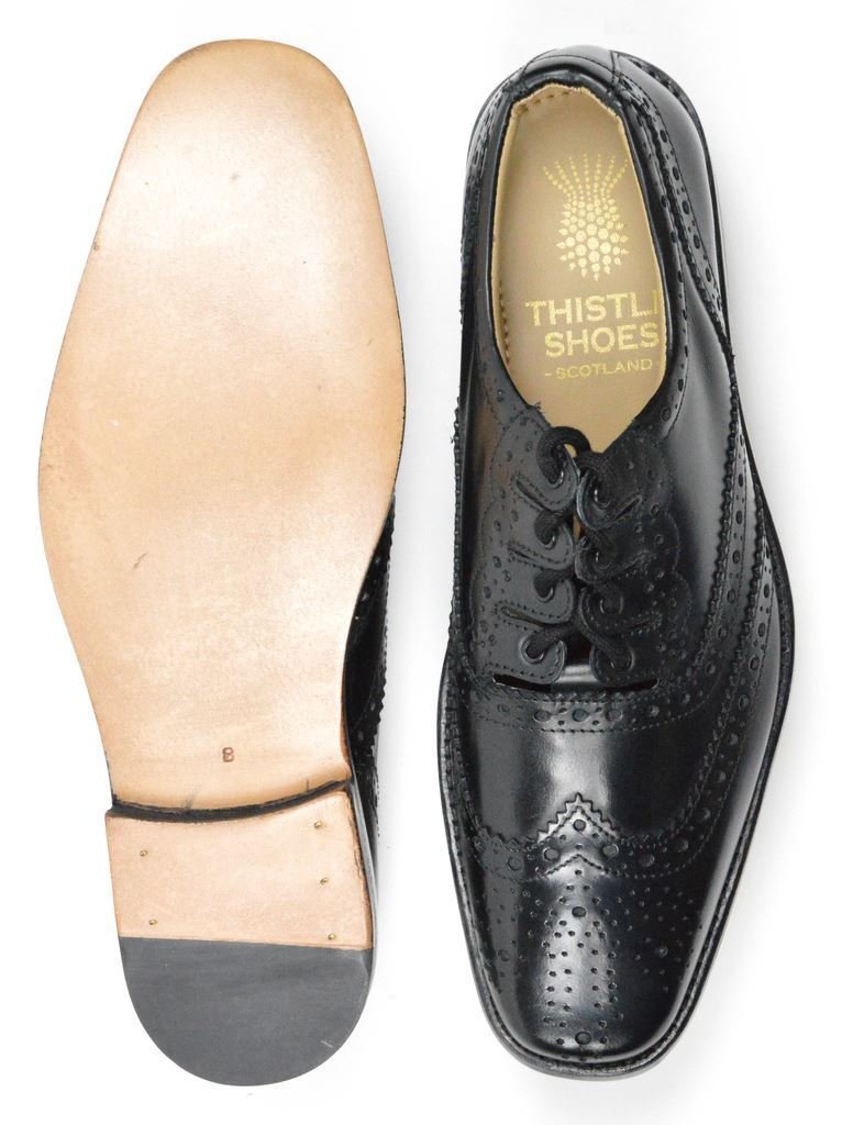 American Size 9 Leather Sole Black GHILLIE BROGUES Kilt LEATHER SHOES