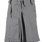 Free Shipping Custom Size Tactical Utility Gray Cotton Kilt Scottish Highland Utility Kilt