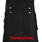Handmade Tactical Black Gothic Kilt UTILITY KILT Custom Size Scottish Kilt