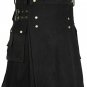 Handmade Tactical Black Gothic Kilt UTILITY KILT Custom Size Scottish Kilt