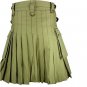 Tactical Deluxe Khaki Leather Straps Cotton UTILITY KILT Custom Size Cargo Pockets Scottish Kilt
