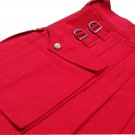 Tactical Deluxe RED Cotton UTILITY KILT Cargo Pockets Kilt Scottish Kilt