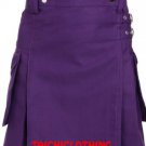 Size 34 Ladies Tactical Purple Utility Cotton Kilt Style Skirt Leather Strap Scottish Kilt