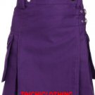 Size 38 Ladies Tactical Purple Utility Cotton Kilt Style Skirt Leather Strap Scottish Kilt