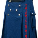 Size 38 Custom Sizes Blue Denim Kilt Blue Utility Denim Kilt