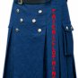 Size 40 Custom Sizes Blue Denim Kilt Blue Utility Denim Kilt