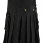 Custom Size Black Gothic UTILITY KILT Scottish Highland Wears