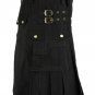 Custom Size Fast Delivery Black Gothic UTILITY KILT Scottish Kilt