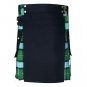 Size 40 Black Hybrid Cotton Kilt Handmade Cargo Pockets Utility Kilt