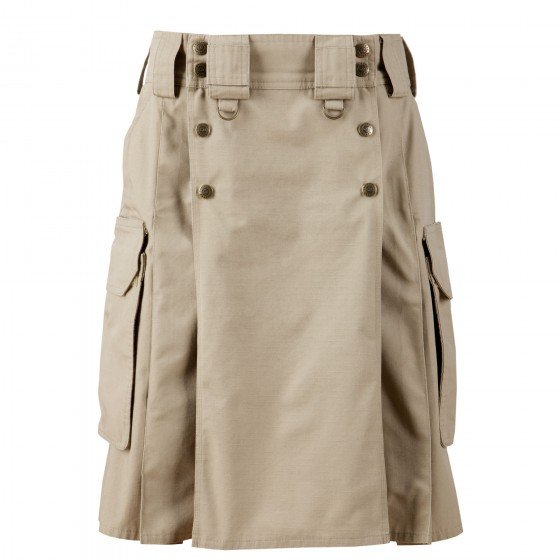 34 Size Khaki Tactical Duty Utility Kilt Waist All khaki Cotton Kilt With Cargo Pockets