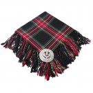 Traditional Black Stewart Tartan Fly Plaid Highland Scottish Kilts Flashes Garters