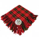 Traditional Scottish Wear Wallace Tartan Traditional Purled & Fringed Fly Plaid