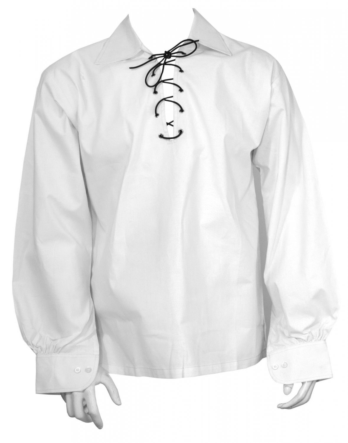 Extra Large White Traditional Men's Scottish Jacobite Shirt Ghillie Kilt Shirt