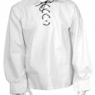 4XL White Traditional Men's Scottish Jacobite Shirt Ghillie Kilt Shirt