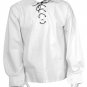 Medium White Traditional Men's Scottish Jacobite Shirt Ghillie Kilt Shirt