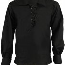 Premium Quality Extra Large Black Scottish Highland Jacobean Jacobite Ghillie Kilt Shirt