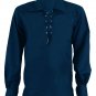 Large Blue Traditional Men's Scottish Jacobean Jacobite Shirt Ghillie Kilt Shirt