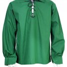Small Size Green Traditional Men Scottish Jacobean Jacobite Shirt Ghillie Kilt Shirt