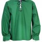 Small Size Green Traditional Men Scottish Jacobean Jacobite Shirt Ghillie Kilt Shirt