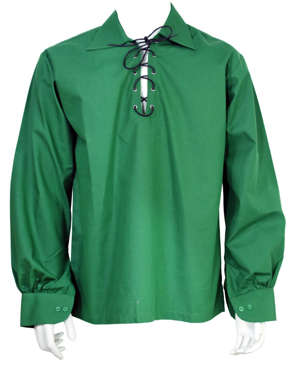 Extra Large Size Green Traditional Men Scottish Jacobean Jacobite Shirt Ghillie Kilt Shirt