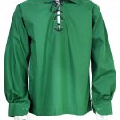 4XL Size Green Traditional Men Scottish Jacobean Jacobite Shirt Ghillie Kilt Shirt