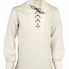 Medium Half White Traditional Men Scottish Jacobean Jacobite Shirt Ghillie Kilt Shirt