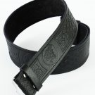 32 Size Men's Black Embossed Leather Kilt Belt