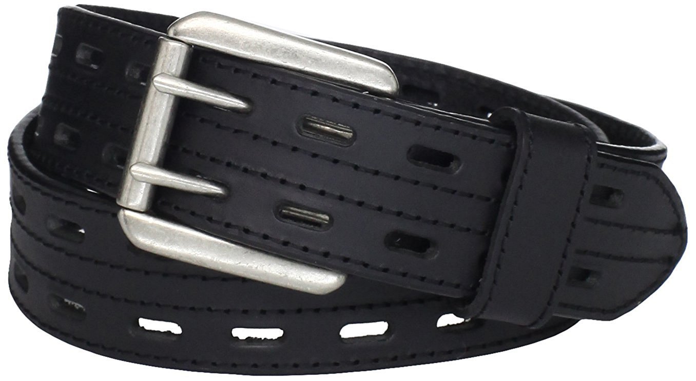 Black Leather Utility Kilt Belt Double Pronged Removable Buckle