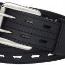 Black Leather Utility Kilt Belt Double Pronged Removable Buckle
