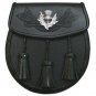 Men Scottish Black Celtic Kilt Sporran With Metal Thistle