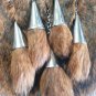 Men Scottish BROWN FOX FUR Skin 5 TASSELS Kilt SPORRAN