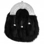 Scottish Black Rabbit Fur 3 Tassel Leather Kilt SPORRAN & Belt