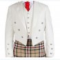 New Size 54 Stylish White prince charlie Kilt jacket/Coat with free Vest waistcoat