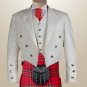 New Size 56 Stylish White prince charlie Kilt jacket/Coat with free Vest waistcoat