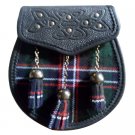 Scottish Black Pride of Scotland Sporran 3 Tassel Leather Kilt SPORRAN & Belt