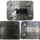 Scottish Kilt Belt Buckle 4 Dome Mirror Design Antique / Jet Black & Chrome