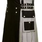 Size 42 New Black Gray Cargo Pockets Utility Tactical Kilt 100% Cotton