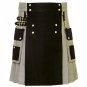 Size 42 New Black Gray Cargo Pockets Utility Tactical Kilt 100% Cotton