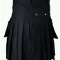 32 Size Men's Scottish Highland Black Cotton Utility Kilt